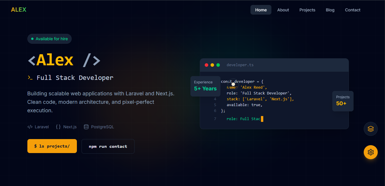 Full-Stack Developer Portfolio & Project Showcase (Next.js)